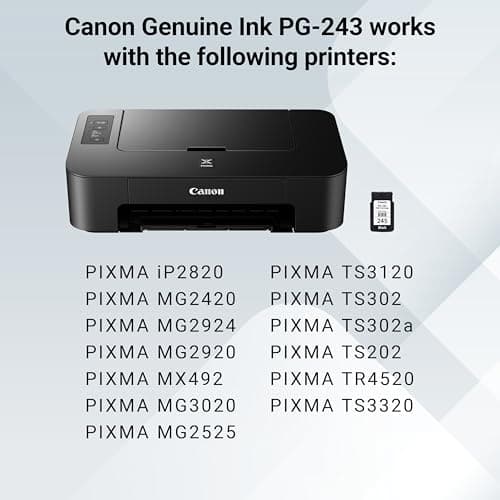 Canon PG-245 Genuine Black Ink Cartridge, Compatible with iP2820, MG2420/2924/2920/3020/2522/2525, MX492, TS3120/302/302a/202/202a/4520/3320