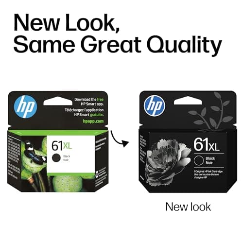 HP 61XL Black High-Yield Ink | Works with DeskJet 1000, 1010, 1050, 1510, 2050, 2510, 2540, 3000, 3050, 3510; Envy 4500, 5530; OfficeJet 2620, 4630 | C0PA4AN CH563WN|Packaging May Vary