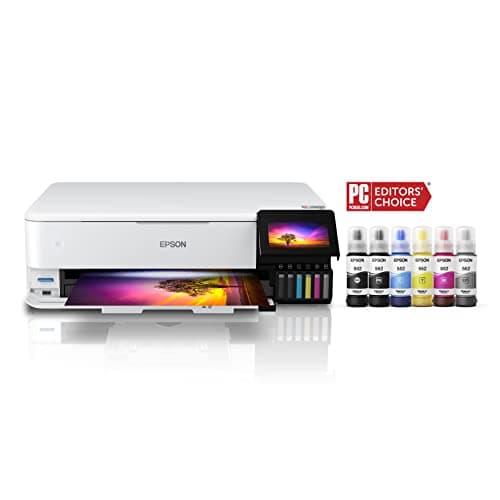 Epson EcoTank Photo ET-8550 Wireless Wide-format Color All-in-One Supertank Printer with Scanner Copier, Ethernet and 4.3-inch Colorfull Touchscreen