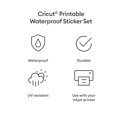 Cricut Waterproof Sticker Paper (20 White Sheets, 8.5x11), Printable Stickers For Inkjet Printer - Works with Joy Xtra, Explore, & Maker Machines