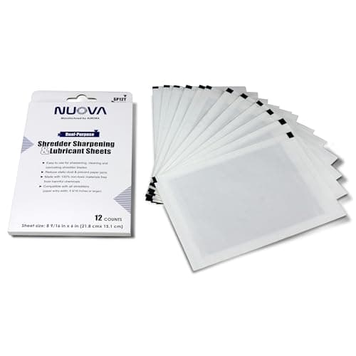 Nuova SP12T Paper Shredder Sharpening & Lubricant Sheets, 12 Count