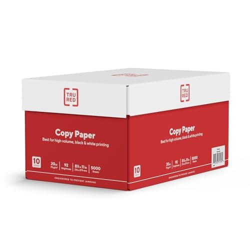 TRU RED 8.5x11 Copy Paper 20 lb. 92-Bright 5000 Sheets/Carton, For Office, School & Home