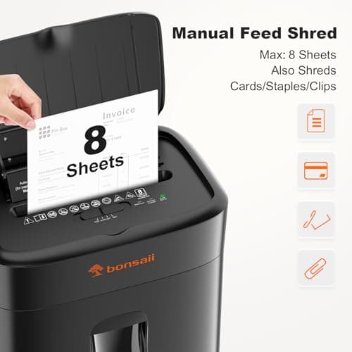 Bonsaii 100 Sheets Auto Feed Paper Shredder, Up to 30 Minutes Shredders for Home Office Use, Micro-Cut Heavy Duty Shredder / 4.2 Gallons/Security Level P-4 (C231-D)