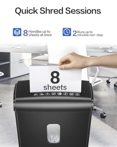 Locksworth 8-Sheet Micro Cut Shredder for Home Office, 4 Gallons Bin P-4 High Security Shredders for Papers/Credit Cards/Staples/Clips, Small Commercial Paper Shredder with Transparent Window