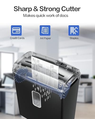 Locksworth 8-Sheet Micro Cut Shredder for Home Office, 4 Gallons Bin P-4 High Security Shredders for Papers/Credit Cards/Staples/Clips, Small Commercial Paper Shredder with Transparent Window