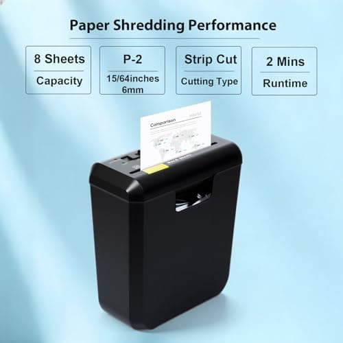 Wingwise Paper Shredder for Home, 8 Sheets Strip Cut Shredder with 2.6 Gallons Basket, P-2 Security Level, Credit Card Shredder with Overheat Protection