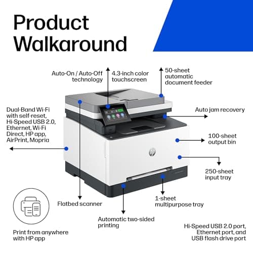 HP Color LaserJet Pro MFP 3301sdw Wireless All-in-One Color Laser Printer, Office Printer, Scanner, Copier, ADF, Duplex, Best-for-Office (499Q3F)