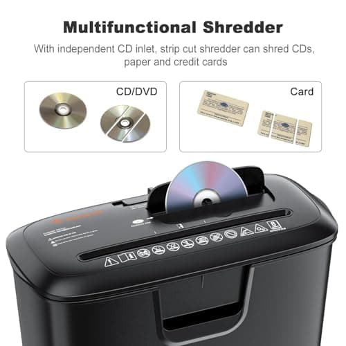 Bonsaii Paper Shredder for Home Use, 8-Sheet StripCut Home Office Shredder, CD/Credit Card Shredder Machine with Overheat Protection, 3.4 Gallons Wastebasket