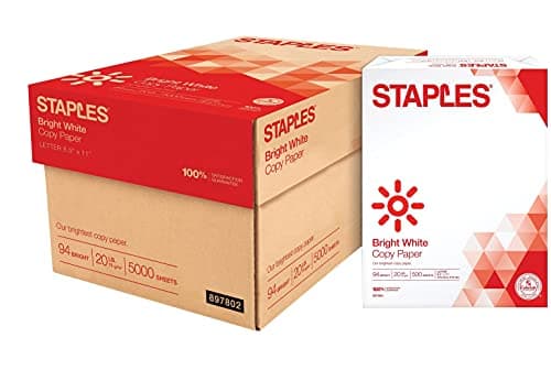 Staples Multipurpose Copy Printer Paper, 20 lb, 8.5 x 11 Inches, 10 Reams, 94 Bright, White