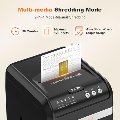 Bonsaii 200-Sheet Auto Feed Paper Shredder, 60-Min Nonstop Heavy Duty Shredders for Office, 8.1-Gal Bin, P4 High Security Micro Cut Large Commercial Paper Shredder for Business (C283-A)