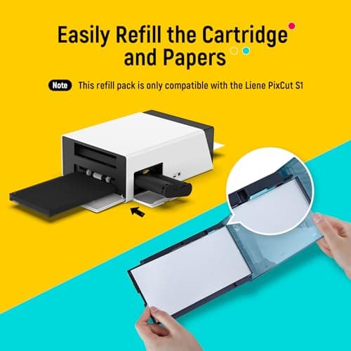 Liene Sticker Paper & Cartridge (Enhanced Adhesion Version) - Includes 2 Ink Cartridge Refills & 72 Sheets of 4x7" Printable Sticker Paper, Dye Sublimation, Compatible Only with Liene PixCut S1