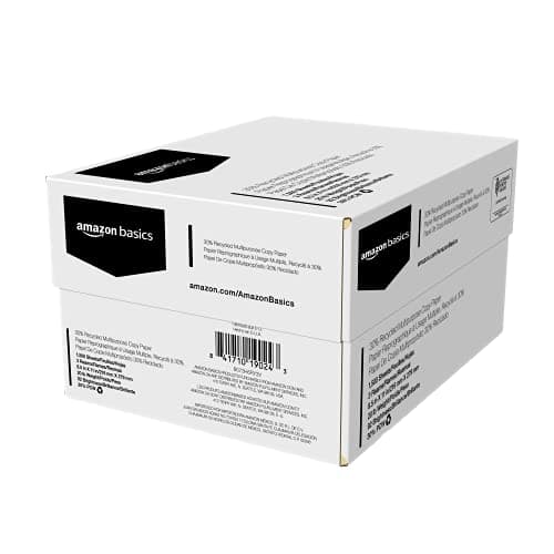 Amazon Basics 30% Recycled Multipurpose Copy & Print Paper, 8.5 x 11 Inches, 20 lb Weight, 92 Bright, White, FSC Certified, 1500 Sheets (3 Reams)