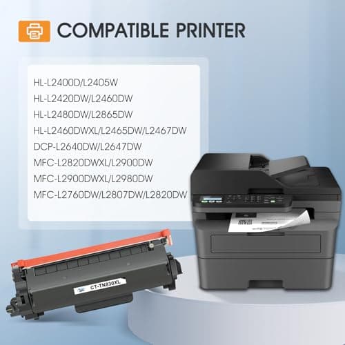 TN830XL TN830 TN 830XL 830 Toner for Brother Printer DCP-L2640DW HL-L2460DW Replacement for Brother TN830 XL/V/R 830 XL TN-830XL Cartridge MFC-L2820DW HL-L2405W HL-L2400D HL-L2480DW Black High Yield