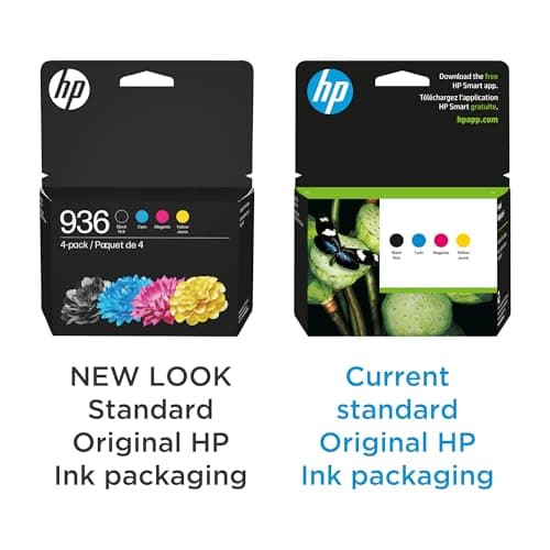 HP 936 Black, Cyan, Magenta, Yellow Ink Cartridges (4-Pack) | Works with OfficeJet 9120, Pro 9110, 9120, 9130, Wide Format 9730 | Eligible for Instant Ink | 6C3Z5LN