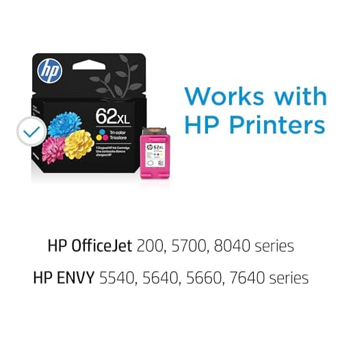 HP 62XL Tri-Color High-Yield Ink | Works with Envy 5540, 5640, 5660, 7640, OfficeJet 5740, 8040, OfficeJet Mobile 200, 250 | Instant Ink Eligible | C2P07AN | Packaging May Vary