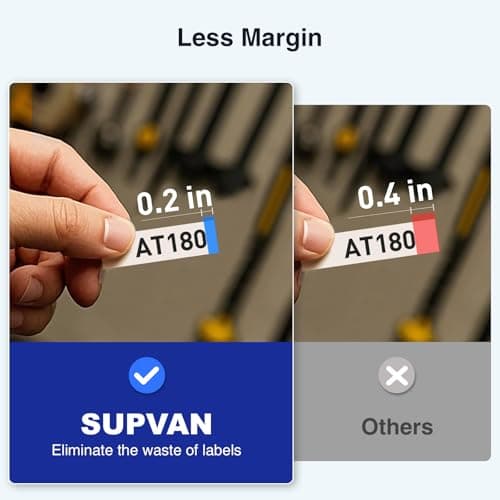 SUPVAN E11 Bluetooth Label Maker Machine with 4 Tapes, Support Keyboard & App with 30+ Fonts and 660+ Icons, Rechargeable Inkless Labeler for Home, Kitchen, Office, School, Organization, Black