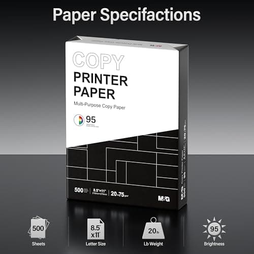 M&G Multipurpose Copy Printer Paper, 8.5 x 11, 20lb, 1 Ream (500 Sheets), 95 Bright, White