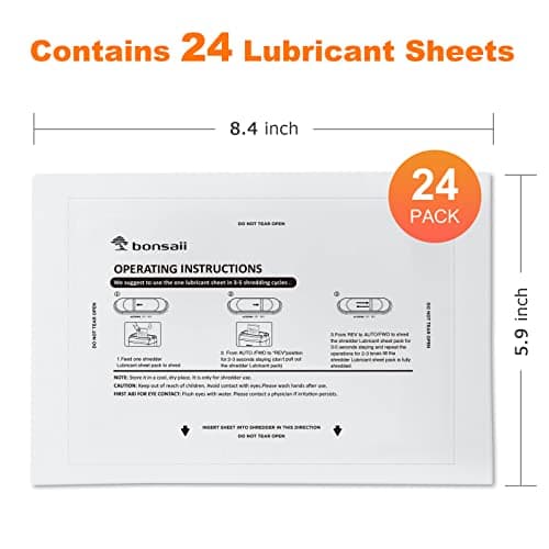 Bonsaii Paper Shredder Lubricant Sheets, 24-Pack (8.4 x 5.9 inch/piece)