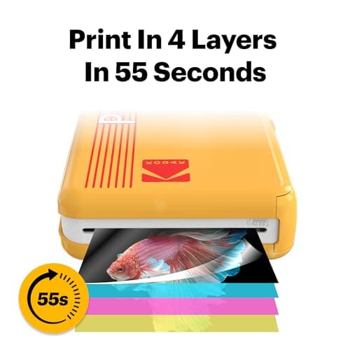 KODAK Mini 2 Retro 2x3 Portable Photo Printer, 38 Sheets, Bluetooth Smartphone Printer for iPhone & Android, Instant Color Prints, 4PASS Dye Sublimation, White