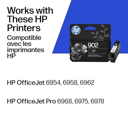 HP 902 Black Ink Cartridge | Works with OfficeJet 6950, 6960 Series, OfficeJet Pro 6960, 6970 Series | Eligible for Instant Ink | T6L98AN