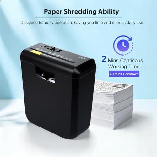 Wingwise Paper Shredder for Home, 8 Sheets Strip Cut Shredder with 2.6 Gallons Basket, P-2 Security Level, Credit Card Shredder with Overheat Protection