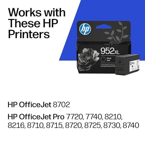 HP 952XL Black High-Yield Ink Cartridge Printers | Works OfficeJet 8702 OfficeJet Pro 7720, 7740, 8210, 8216, 8710, 8715, 8720, 8725, 8730, 8740 | Eligible for Instant Ink | F6U19AN