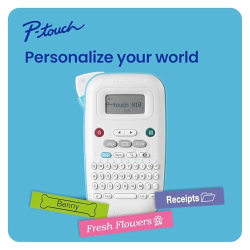 Brother P-Touch PT-N10 Personal Handheld Label Maker, Portable and Prints, P-Touch Btag ~½” (12mm) Wide Color Personalized Label Tapes,