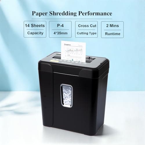 Wingwise 14-Sheet Paper Shredder for Home Office, Cross Cut Shredder Heavy Duty with 5.5 Gallons Bin, Office Shredder for CDs/Credit Card, P-4 Security, Anti-Jam System