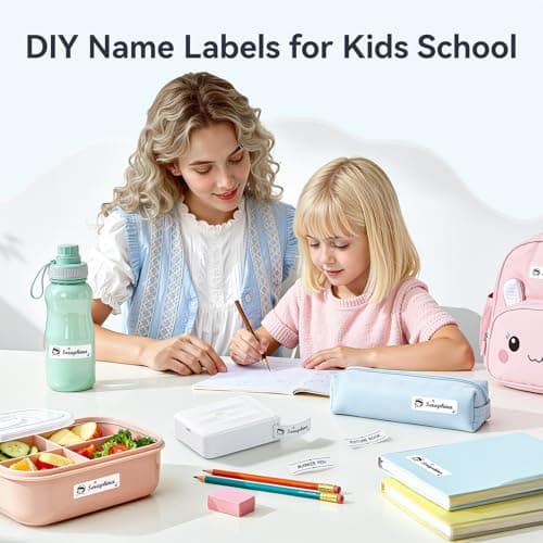NIIMBOT D110 Upgraded Version Mini Label Maker Machine with Tape, Portable Bluetooth Thermal Printer, Sticker Labeler with Multiple Templates for Office Organization Home Kitchen School, White