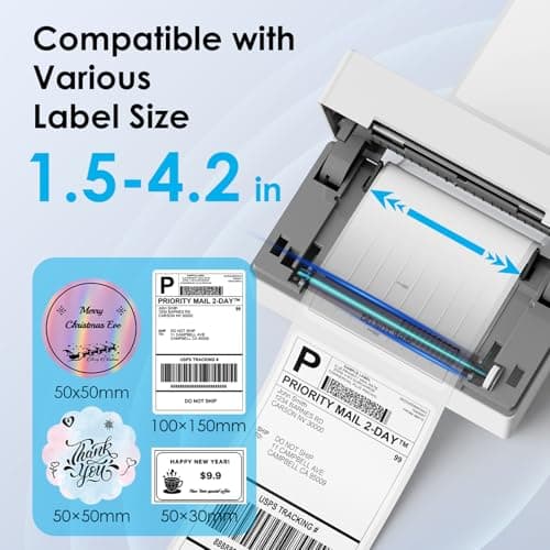 KNAON Bluetooth Thermal Shipping Label Printer, 4x6 Portable Thermal Address Label Printer for Small Business, Compatible with iPhone,Android,Windows,Mac–Works with Etsy Shopify USPS&More, White