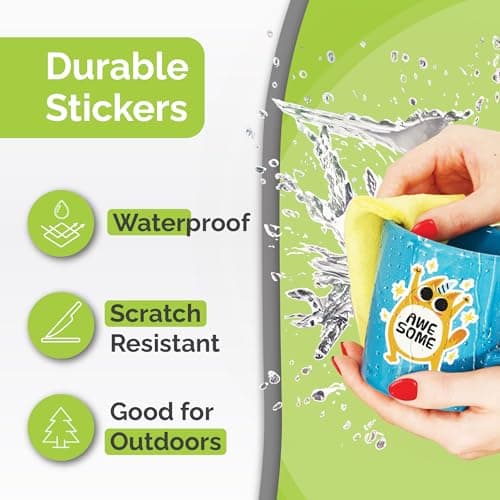 Premium Printable Vinyl Sticker Paper for Inkjet Printer - 34 Sheets Self-Adhesive Sheets Matte White Waterproof, Dries Quickly Vivid Colors, Holds Ink Well - Tear Resistant