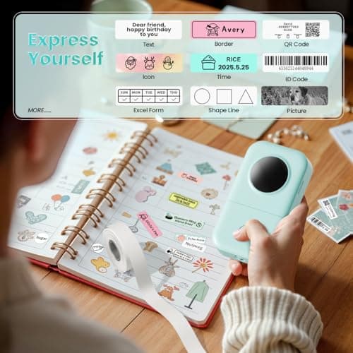 Phomemo Label Maker, D30 Portable Bluetooth Label Maker Machine with Tape, Small Mini Label Printer, Multiple Templates Fonts Icon Labeler for Home, School, Office