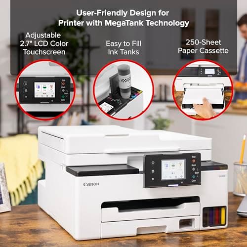 Canon MegaTank MAXIFY GX2020 All-in-One Wireless Color Printer – Print, Copy, Scan with Duplex Printing – Refillable Tank System, Compact Desktop Design – Wireless Print Scan Copy for Home & Office