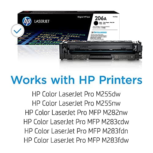 HP 206A Black Toner Cartridge | Works with Color LaserJet Pro M255, MFP M282, M283 Series | W2110A