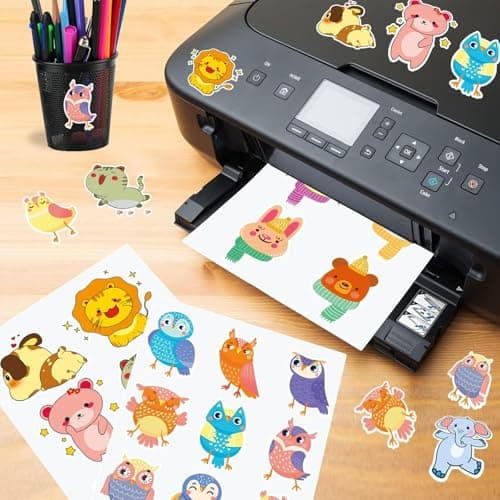 Lzerking Printable Vinyl Sticker Paper – 100 Sheets Waterproof & Quick Dry, Glossy White, for Inkjet & Laser Printers, Compatible with Cricut, 8.5x11” Bulk Pack for DIY & Small Business