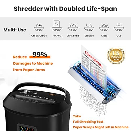 VidaTeco Paper Shredder 14-Sheet Cross-Cut Shredder with US Patented Cutter,Also Shreds Card/CD,Heavy Duty Paper Shredding Machine for Home Office,Fast with Jam Proof System,6.6-Gallon Basket (ETL)