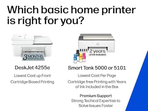 HP DeskJet 4255e Wireless All-in-One Color Inkjet Printer, Scanner, Copier, Best-for-home, 3 month Instant Ink trial included. This printer is only 2.4 ghz capable. AI-enabled (588S6A)