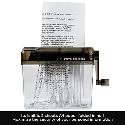 JIKIOU Mini Hand Shredder Portable Paper Shredder Manual Shredder Documents Paper Cutting Tool Home Office Desktop Stationery Black