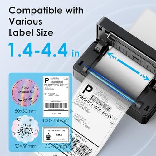 KNAON Shipping Thermal Label Printer, 4x6 Portable Label Printer, Bluetooth Label Maker for Small Business, Support iPhone,Android,Windows,Mac,Chromebook,Works with USPS, Etsy,Shopify&More, Black