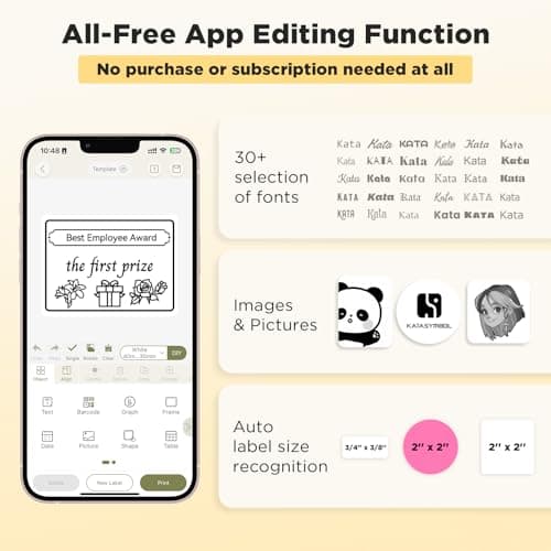SUPVAN T50M Pro Bluetooth Label Maker Machine with Tape, Wide Waterproof Label, Versatile App with 30+ Fonts and 660+ Icons, Inkless Labeler for Home, Kitchen, School, Office Organization, Black