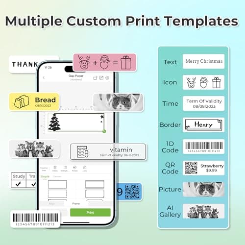 Nelko Label Maker Machine with Tape, P21 Bluetooth Label Printer, Wireless Mini Label Makers with Multiple Templates for School Office Home, White