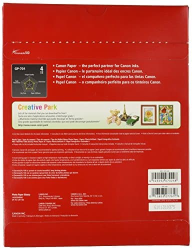 CanonInk Glossy Photo Paper 8.5" x 11" 100 Sheets (1433C004)