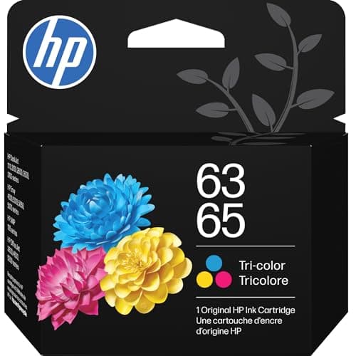 HP 63 65 Tri-Color Ink Cartridge | Works AMP; DeskJet 1100, 2100, 2600, 3600; Envy 4500, 5000; OfficeJet 3800, 4600, 5200 Series | B7RT2AN