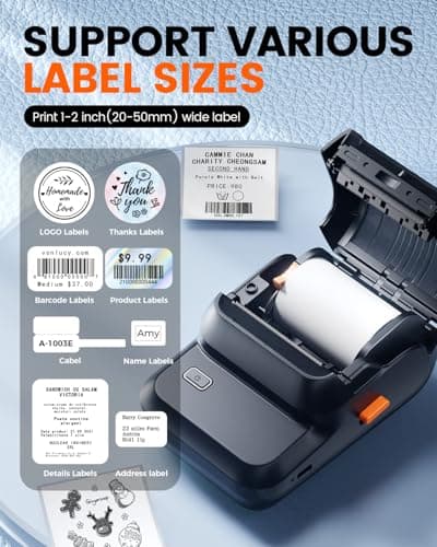 Ponek Label Maker Machine with Tape, M100 Address Barcode Label Printer, Versatile App 4000 Icons and 300 Fonts, Industrial Label Makers for Small Business, Office, Home, School, Safety Label Makers